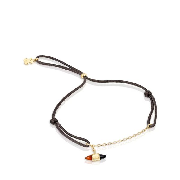 Tous Nylon and gold Lure Bracelet with carnelian and onyx - Picture 1 of 5